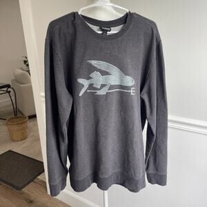 Patagonia Mens Large Crew Neck Sweatshirt Grey Organic Cotton Fish Fishing Boat
